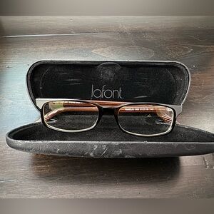 Jean Lafont Fameux 002 51-16  Black Brown Full Rim Rectangle Eyeglass Frame -FR6